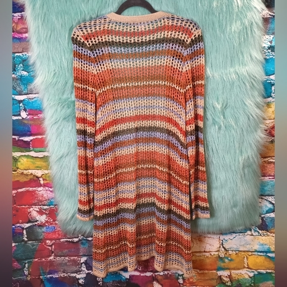 No boundaries Brown Rust Multiple Color Open Front Knit Long Sleeve Cardigan L - Picture 5 of 8